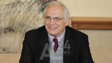 The UN envoy to the Western Sahara Christopher Ross attends a meeting with his Moroccan counterpart Saad-Eddine El Othmani in Rabat