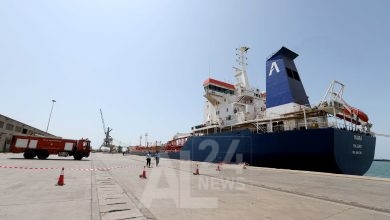 Oil tanker docks at the port of Hodeidah, Yemen