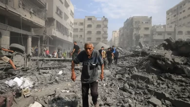 إحدى المناطق التي استهدفها القصف الصهيوني اليوم في غزة