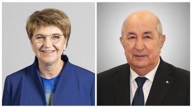 الرئيس الجزائري عبد المجيد تبون ورئيسة الكونفدرالية السويسرية فيولا أمهرد