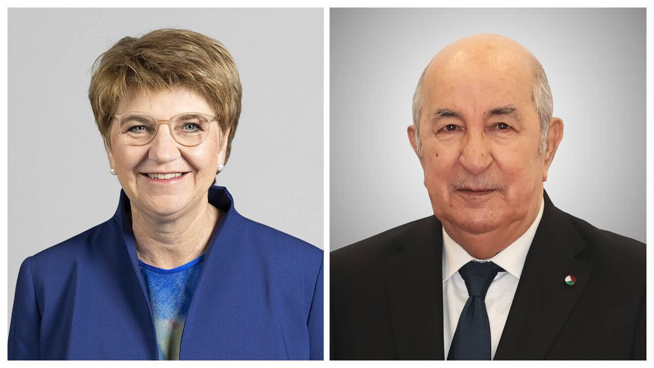 الرئيس الجزائري عبد المجيد تبون ورئيسة الكونفدرالية السويسرية فيولا أمهرد