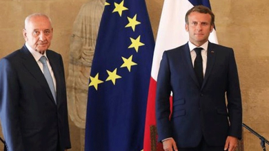 محادثات بين الرئيس الفرنسي ورئيس مجلس النواب اللبناني