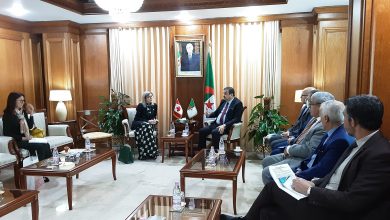 وزير الدولة وزير الطاقة الجزائري محمد عرقاب يتحادث مع سفيرة كندا