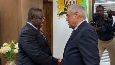 الوزير الأول الجزائري نذير العرباوي يستقبل في فريتاون من طرف رئيس سيراليون