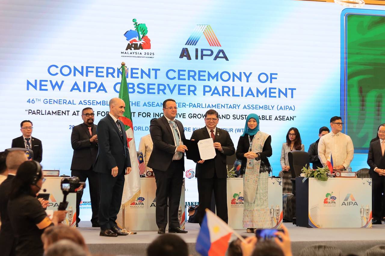 الجزائر تنضم رسميا إلى الجمعية البرلمانية الدولية لرابطة دول جنوب شرق آسيا