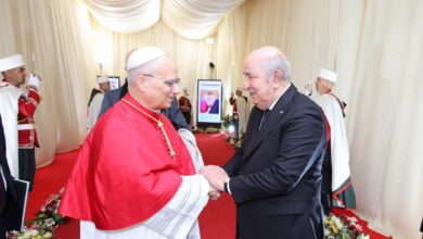 الرئيس الجزائري عبد المجيد تبون وبابا الفاتيكان ليون الرابع عشر