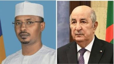 الرئيس الجزائري يتلقى مكالمة هاتفية من نظيره التشادي