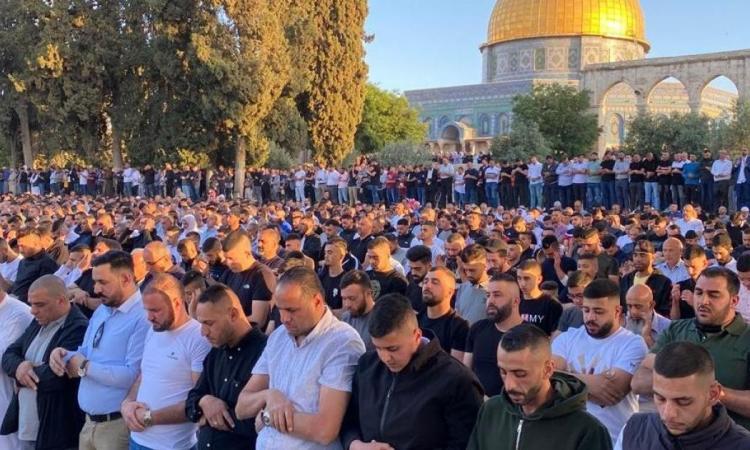 60 ألف فلسطيني يتحدون الاحتلال الصهيوني ويؤدون صلاة الجمعة في المسجد الأقصى