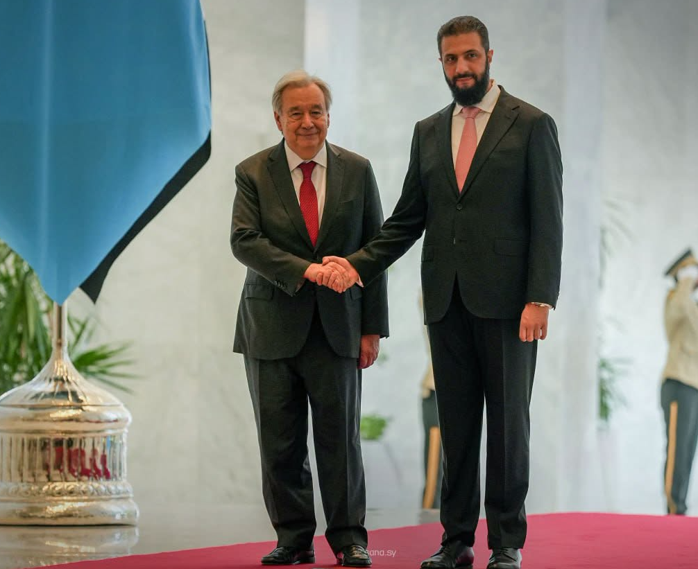 الرئيس السوري أحمد الشرع يستقبل الأمين العام للأمم المتحدة أونطونيو غوتيريش